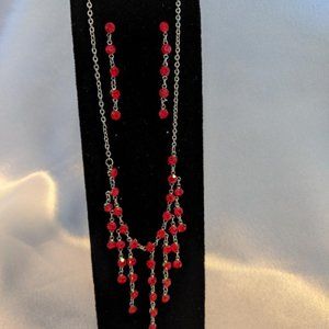 Vintage red rhinestone necklace